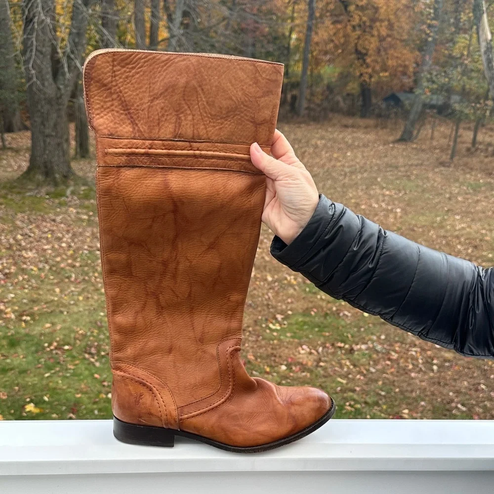 Vintage Frye Melissa Riding Boots Brown Leather Knee-High 76422 - Picture 7 of 16